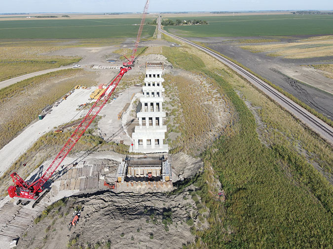 Construction on the Prosper Subdivision bridge 