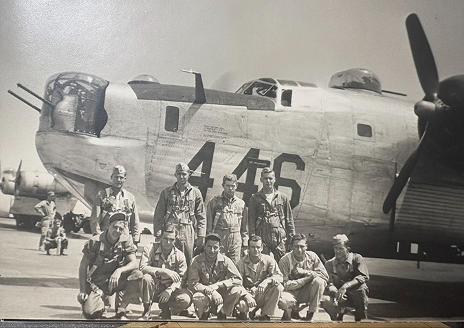 George McGinnis, lower row, second from left, with his flight crew in WWII George McGinnis, lower row, second from left, with his flight crew in WWII